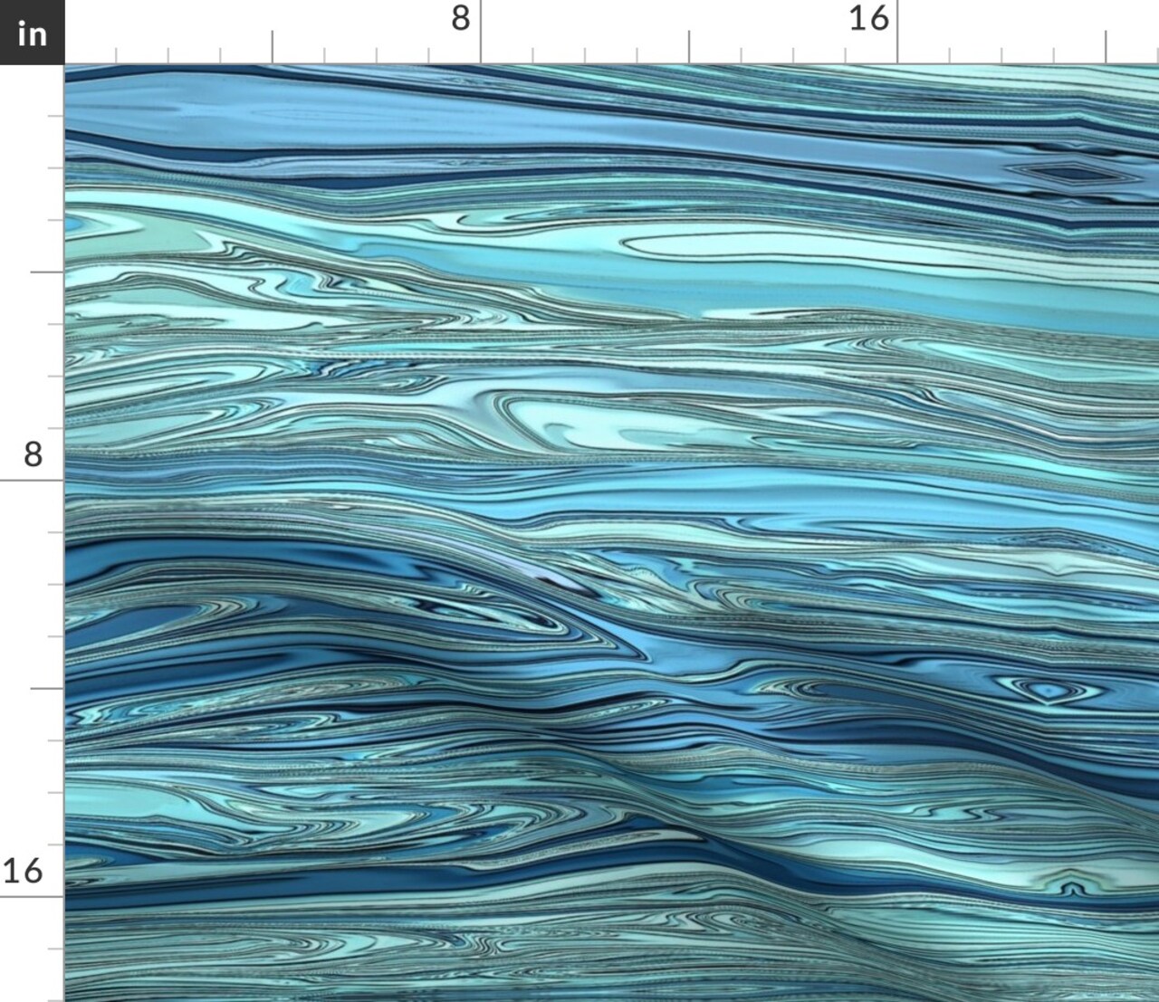 Wavy Ocean Pattern Waves Sea Caribbean Coastal Nautical Blue Aqua Fish Custom Printed Fabric by Spoonflower Various Fabrics by the Yard or Fat Quarter